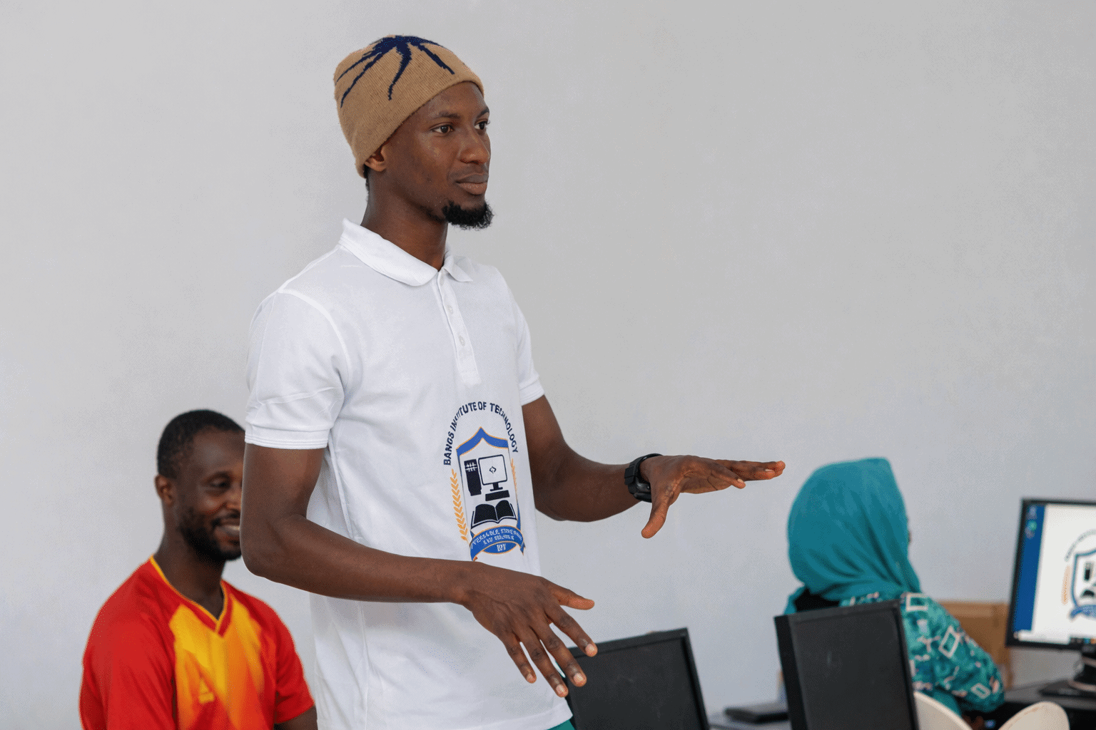 Instructor leading a leadership and mentorship session at Bangs Institute of Technology classroom