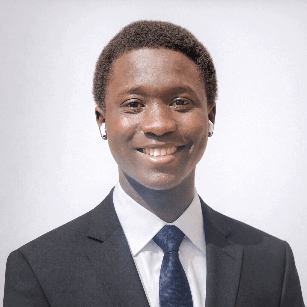 Professional young man in formal suit representing Bangs Institute of Technology.