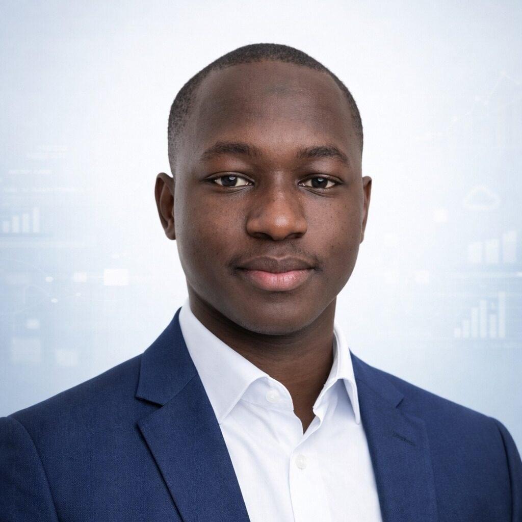 Professional student at Bangs Institute of Technology in a formal suit.